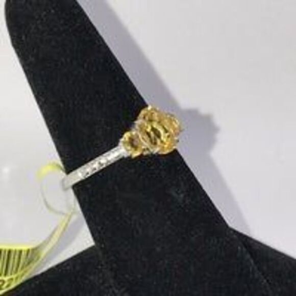 Citrine Sterling Silver Platinum Ring - Picture 1 of 7